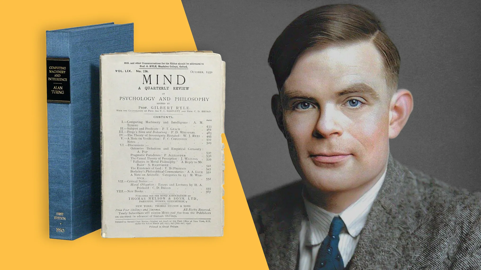 Alan Turing e seu artigo "Computing Machinery and Intelligence".