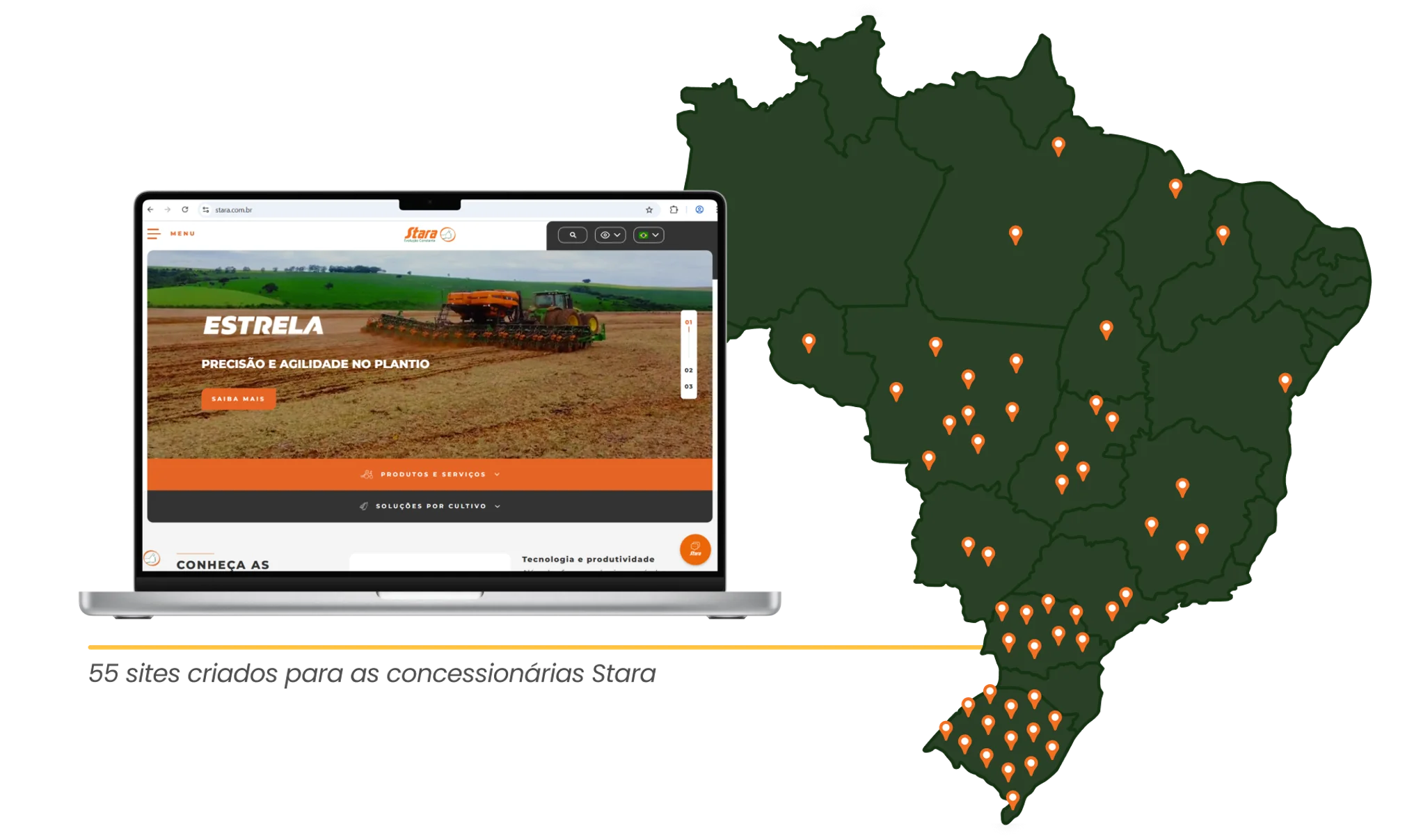 55 Sites criados para as Concessionárias Stara | BASE Digital