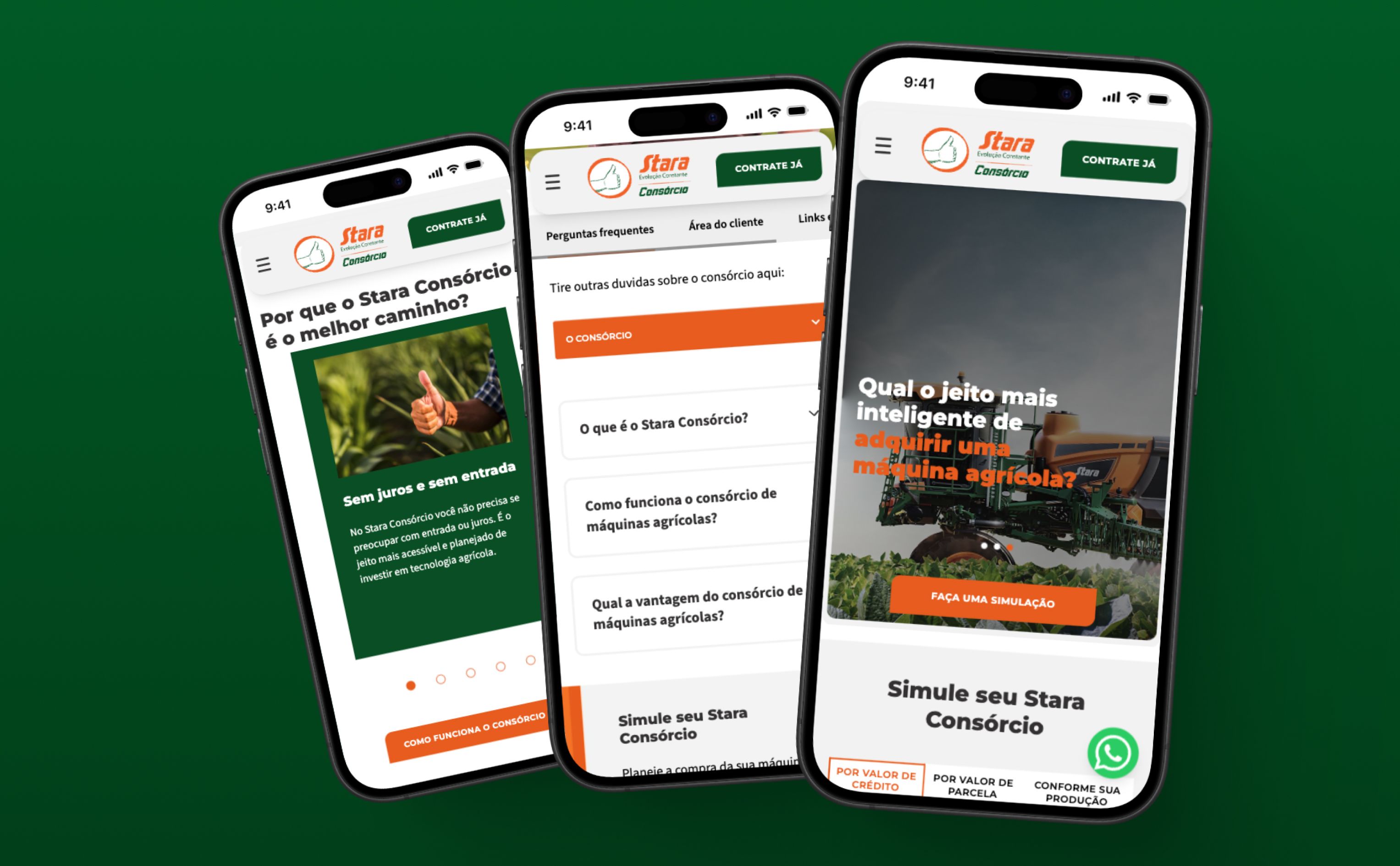Diversos dispositivos apresentando na tela o novo site institucional da Stara Consórcio, desenvolvido pela BASE Digital.