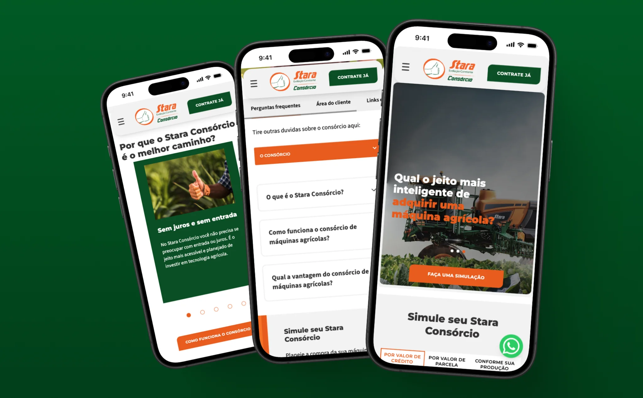 Diversos dispositivos apresentando na tela o novo site institucional da Stara Consórcio, desenvolvido pela BASE Digital.