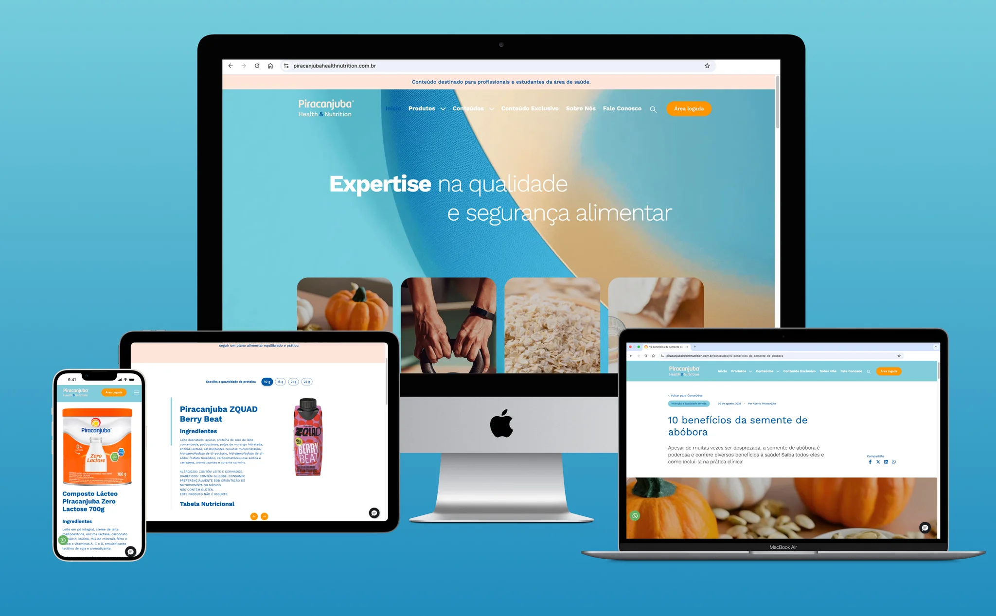 Site Institucional: Piracanjuba Health & Nutrition