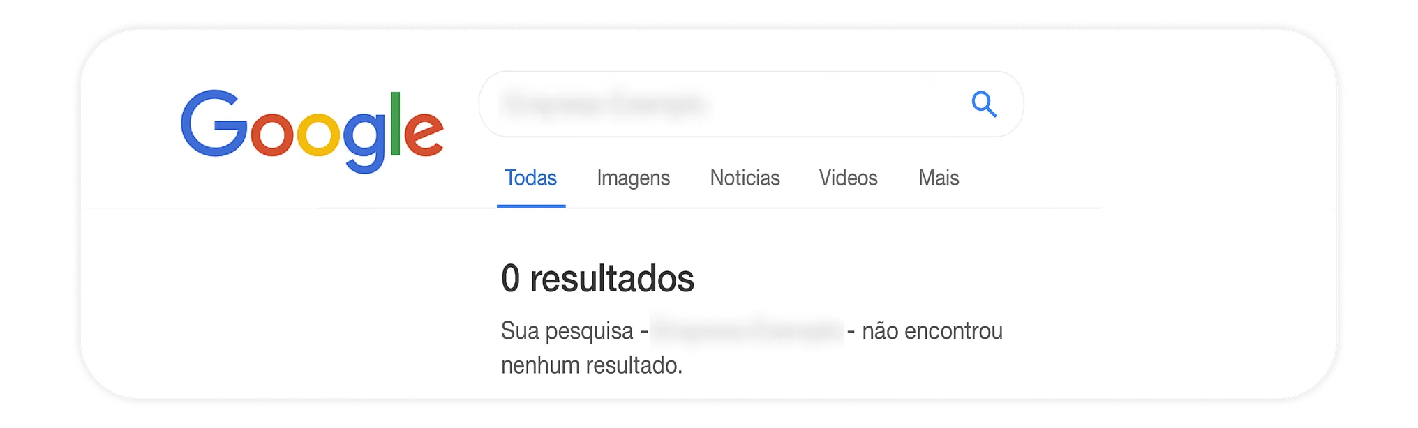 Print de um exemplo de busca no google com o total de 0 resultados